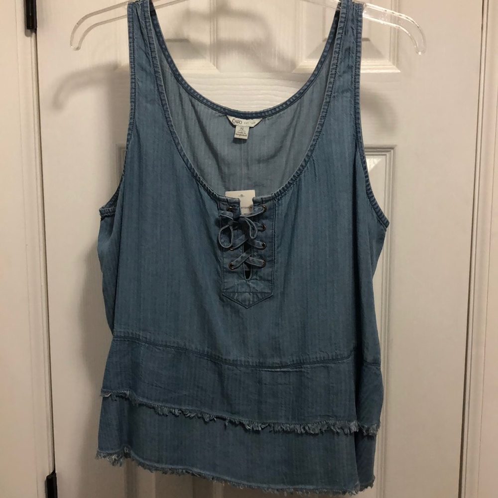 Cato Cropped Blue Jean Tank Top XL